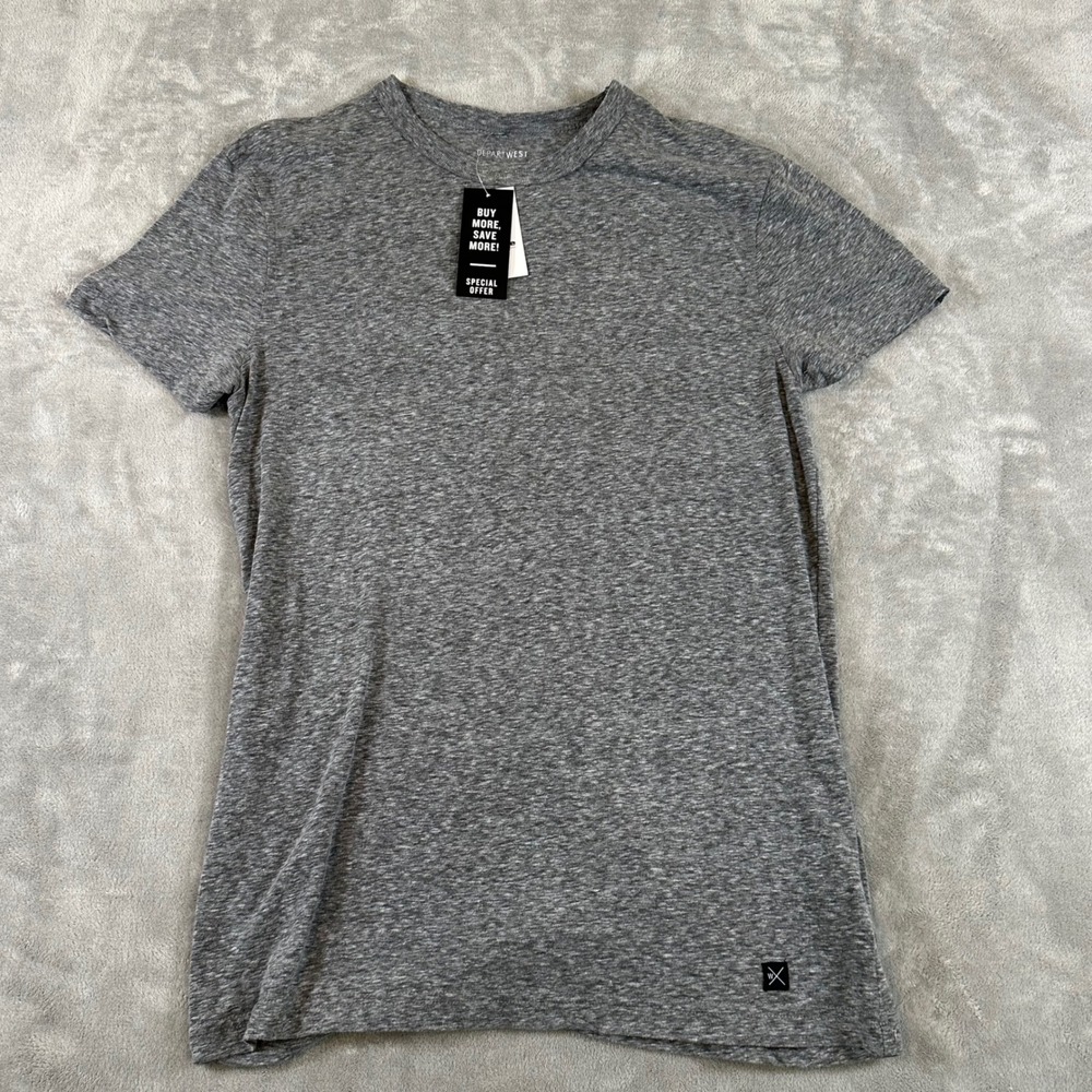 Departwest Buckle Mens Short Sleeve Heather Grey Crew Neck T-Shirt Medium NWT